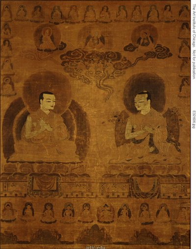 A Szakjapa-vonal tanítóinak festett zászlaja (Thangka) alkotó: Unknown artist