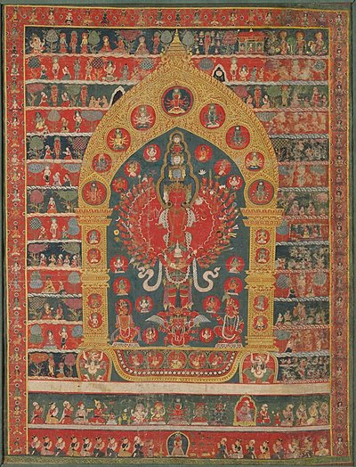 Az esőisten Avalokiteshvara megtestesülésének festett transzparense (Thangka) Rato Matsyendranatha Matsyendranatha alkotó: Unknown artist