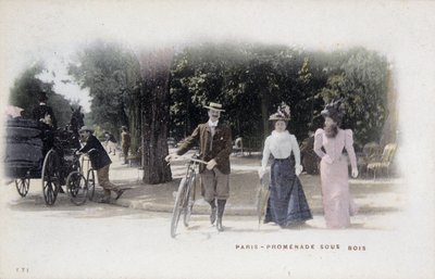 Párizs, promenade sous bois - képeslap, 19. század vége alkotó: Unknown artist