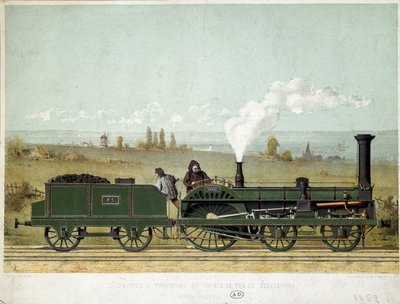 A strasbourgi vasút személymozdonya (Crampton rendszer) alkotó: Unknown artist