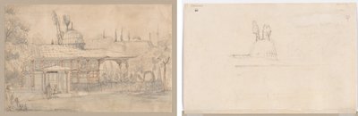 Mecset melletti pavilon (recto) Vázlat a mecset melletti pavilonhoz (verso) alkotó: Unknown artist