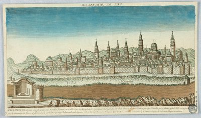 Peep-show, kilátás Jeruzsálemről, Jeruzsálem, Palesztina fővárosa Dávid és Salamon alatt, annyira híres templomáról és csodálatos alkotásairól, amelyeket két hercege épített... alkotó: Unknown artist