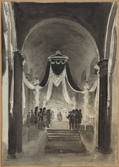 Péter és Pál-székesegyház-dísz III. Péter és II. Katalin temetési szertartásán – Anonymous. Papíron toll, ecset, akvarell, tinta alkotó: Unknown artist