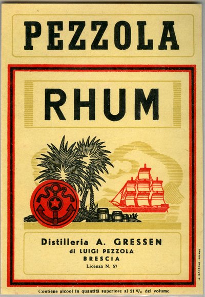 Pezzola rum alkohol reklámja (Chromolitography 19. század vége) alkotó: Unknown artist