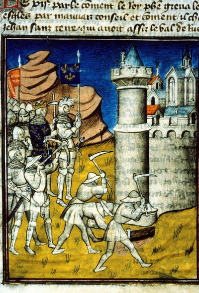 Fülöp II. Auguste (1165-1223) a Chinon – Miniatűr a „Grandes Chronikus de Saint-Denis”-ben”, 14. század vége. (ref. 512, 237r) Engedélyezési kérelem a Bibliotheque Municipale de Toulouse-hoz (tel: 05 62 27 66 66) alkotó: Unknown artist