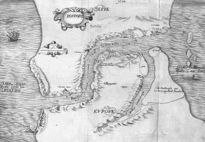 A Konstantinápolyi-szorost ábrázoló terv (ma Boszporusz-szoros (Bosporos) – a „” Voyage de levant, amelyet a király parancsa készített 1621-ben”), 1629-ben szerkesztették (Le Juste XIII. Lajos uralkodása alatt) alkotó: Unknown artist