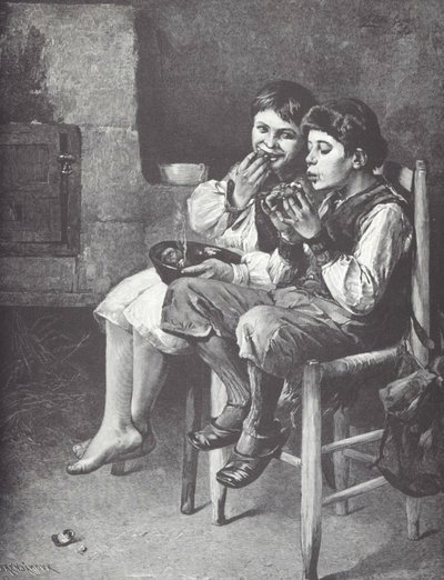 Szegény fiúk esznek, 19. század vége (fametszet) alkotó: Unknown artist