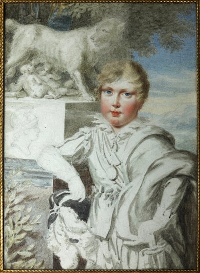 ""Francois Bonaparte Napóleon herceg (1811-1832) gyermekkori portréja"" II. Napóleon, Reichstadt hercege (1811-1832) I. Napóleon császár fia (1769-1821) portréja - Anonymous Akvarell1820 A Podstanitsky gyűjtemény alkotó: Unknown artist