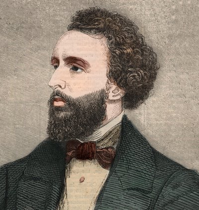Bayard Taylor (1825-1878) amerikai költő portréja. Metszet az 1858. január 23-i „” The illustrated London News”-ba. alkotó: Unknown artist