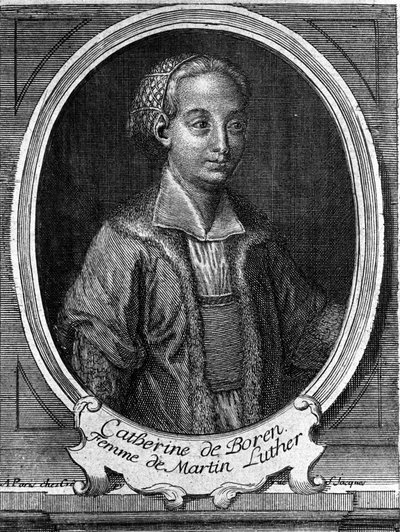 Catherine de Bore (Katharina von Bora) (1499-1552), Luther Márton feleségének portréja. 18. századi metszet. alkotó: Unknown artist