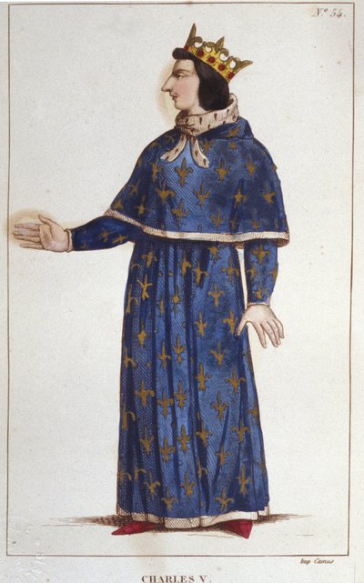 Bölcs V. Károly (1338 - 1380) portréja.1830-as metszet alkotó: Unknown artist