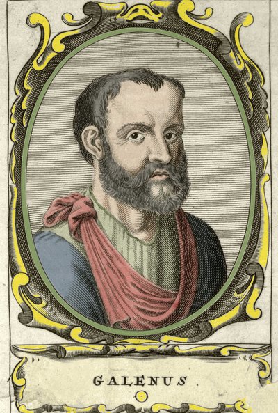 Claude Galien (Claudio Galeno vagy Claudius Galenus vagy Galenus, 131. v. - 201. v.), görög orvos portréja. 18. századi metszet. alkotó: Unknown artist