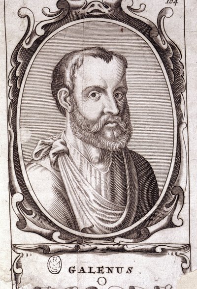 Claude Galien (Klaudios Galenos vagy Claudio Galeno vagy Claudius Galenus vagy Galenus, 131. v. - 201. v.), görög orvos portréja. 18. századi metszet. alkotó: Unknown artist