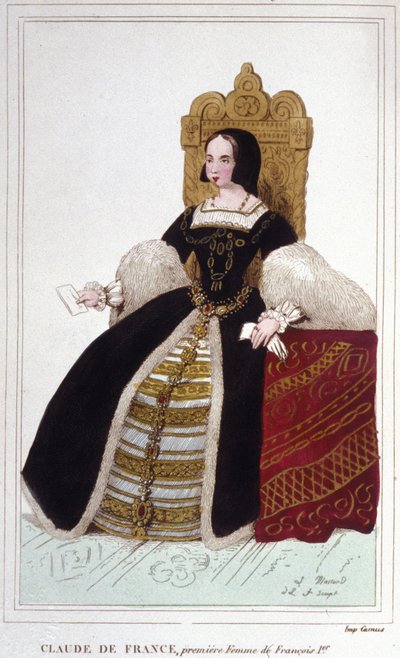 Claude de France (1499-1524) portréja, Francois 1. francia király feleségének 1830-as metszete alkotó: Unknown artist