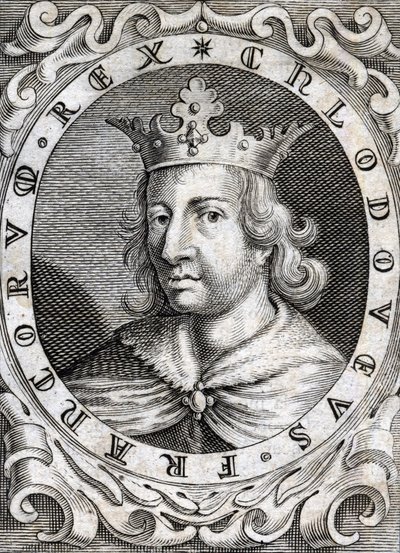 II. Clovis (? - 657), Neustria, Burgundia és Ausztrália királyának portréja 18. századi metszet alkotó: Unknown artist