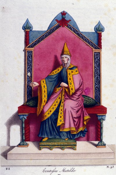 Mathilde Canossa grófnő (vagy Mathilde toszkánai grófnő) portréja (1046 - 1115). századi metszet. alkotó: Unknown artist