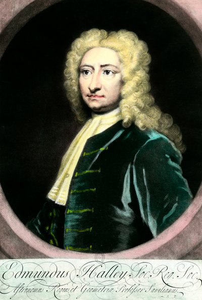 Edmond (Edmund) Halley (1656-1742), brit csillagász portréja”” Metszet a 18. századi gyűjteményből Particuliere alkotó: Unknown artist
