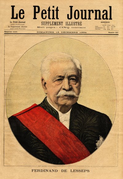 Ferdinand de Lesseps (1805-1894) portréja, akit „a nagy franciának”, diplomatának és vállalkozónak neveznek, ő a Szuezi-csatorna fő népszerűsítője, amely összeköti a Földközi-tengeren fekvő Port-Saidot a Vörös-tengeri Szuezzel (Egyiptom) és a Panama-csator alkotó: Unknown artist