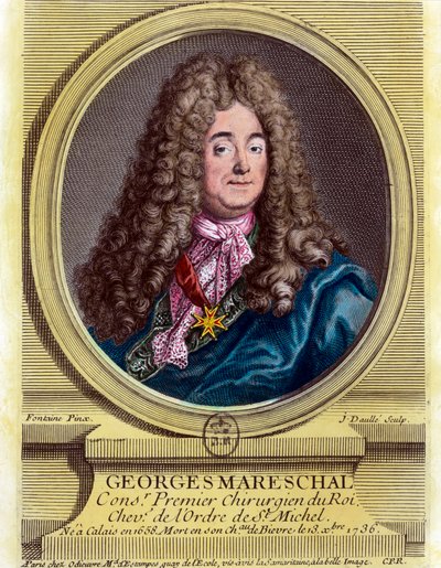 Georges Marechal (1658 - 1736), a király első sebészének portréja 1703 - 1719 között. 18. századi metszet. Magángyűjtemény. alkotó: Unknown artist