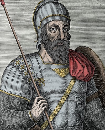 Godfrey of Bouillon (Godefroy de Bouillon) (1040/61-1100), frank lovag, az első keresztes hadjárat egyik vezérének portréja - Metszet XVI. alkotó: Unknown artist