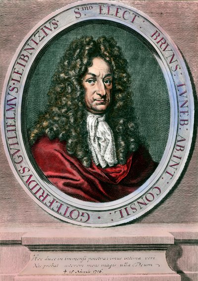 Gottfried Wilhelm Leibniz (1646-1716) német filozófus és matematikus portréja. 18. századi metszet. Magángyűjtemény alkotó: Unknown artist