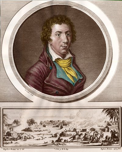 Jacques Pierre Brissot de Warville (1754-1793), francia újságíró és politikus portréja. Megalapította a Fekete Baráti Társaságot, amely a rabszolgaság eltörlésének támogatója. 18. századi metszet. Magángyűjtemény. alkotó: Unknown artist