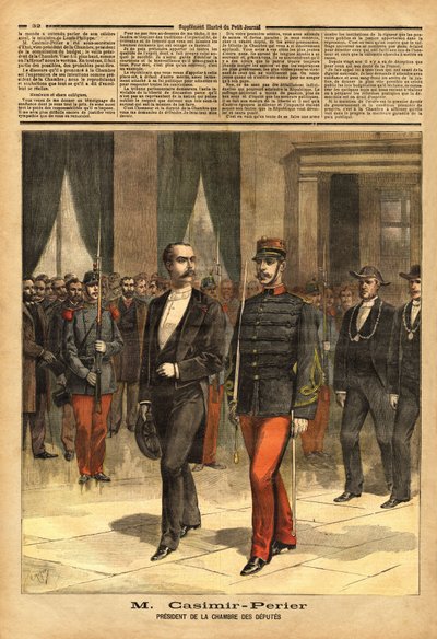 Jean Casimir-Perrier (Casimir Perrier, Casimir Perrier, Casimir-Perrier) (1847-1907), a Képviselőház új elnökének portréja. Metszet a „” Le petit Journal”-ban, 1893.01.28. Selva gyűjteménye. alkotó: Unknown artist