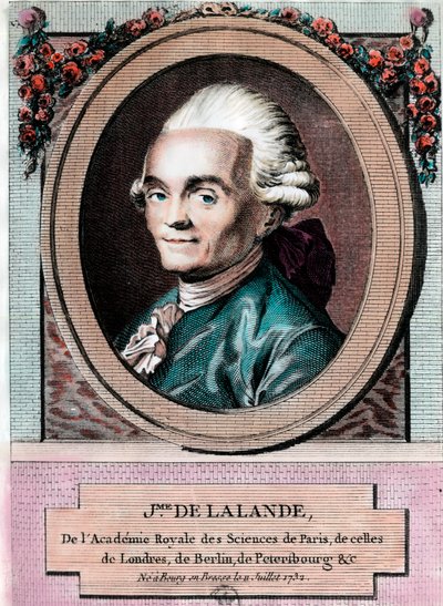 Jean Jerome Lefrancois de Lallande (1732-1807) francia csillagász portréja. 18. századi metszet. Magángyűjtemény. alkotó: Unknown artist