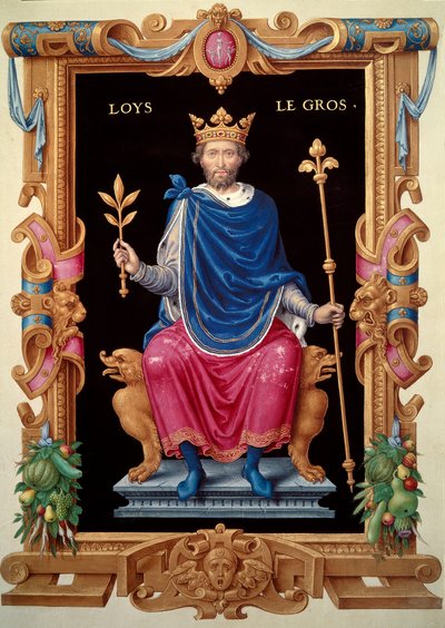 VI. Lajos portréja, „a Gros” (1081-1137) néven ismert. Miniatűr a „Recueil des Kings de France” című művében, Jean du Tillet, 1555-1566 körül. BN, Párizs alkotó: Unknown artist