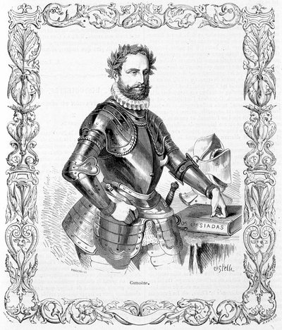 Luis de Camoens portréja páncélban - metszet alkotó: Unknown artist
