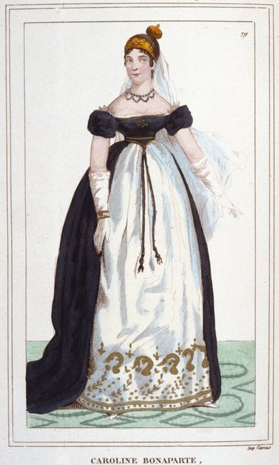 Caroline Bonaparte (1782-1839), Murat hercegnő, Nápoly királynője Marie-Annonciade portréja. 1830-as metszet alkotó: Unknown artist