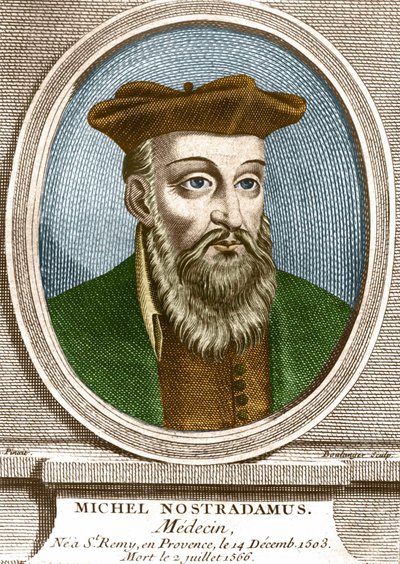 Michel nostradamus orvos, ne à Saint Remy de Provence (Saint-Remy-de-Provence) portréja 1503.12.14-én és 1566.07.02-án halt meg. századi metszet. alkotó: Unknown artist