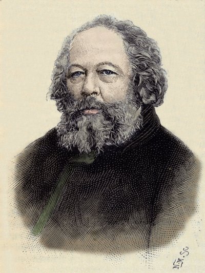 Mihail Alekszandrovics Bakunin (Bakunyin) (1814-1876) orosz anarchista portréja. alkotó: Unknown artist