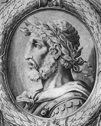Odoacre (Odovacar), a hunokkal szövetséges herulák vezetőjének és Attila miniszterének (435-493) portréja. 18. századi metszet. alkotó: Unknown artist