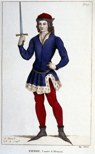 Pierre, Alençon grófjának portréja (1251 - 1284), 1830-as metszet. alkotó: Unknown artist