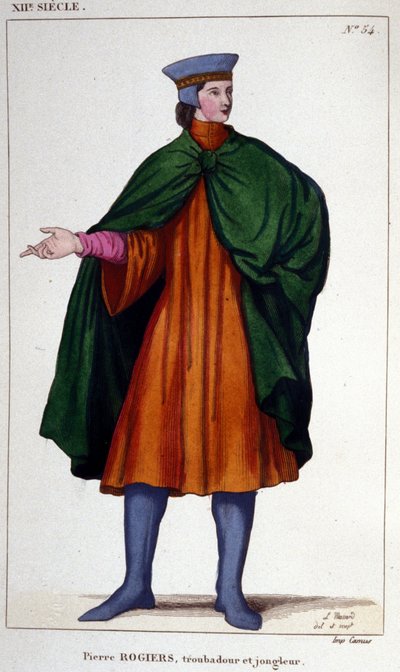 Pierre Rogiers, a XII. századi trubadúr és zsonglőr portréja. alkotó: Unknown artist