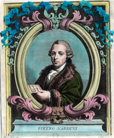 Pietro Nardini (1722-1793) olasz hegedűművész és zeneszerző portréja. 18. századi metszet. Magángyűjtemény. alkotó: Unknown artist