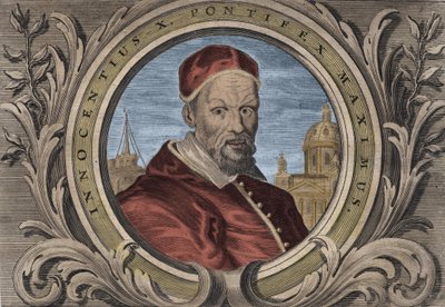 X. Innocent pápa (Innocenzo, Innocentius vagy Giovanni Battista Pamphili) portréja (1644-1655). metszés alkotó: Unknown artist