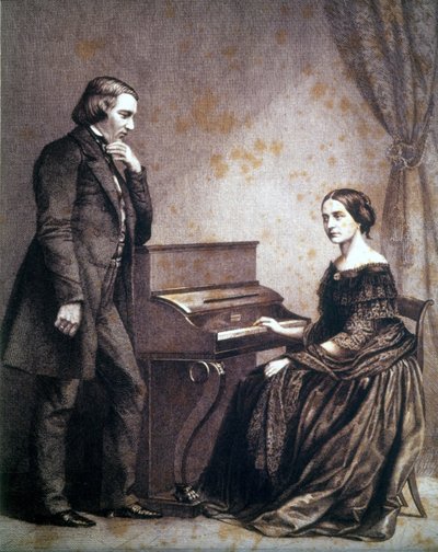 Robert Schumann (1810-1856) német zeneszerző és Clara Schumann (1819-1896) német zongoraművész portréja. alkotó: Unknown artist