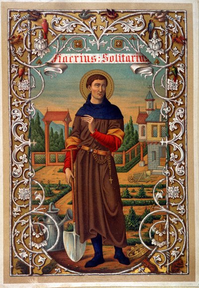 Szent Fiacre portréja (kertész, Meaux melletti remetelak), 19. századi könyv. alkotó: Unknown artist