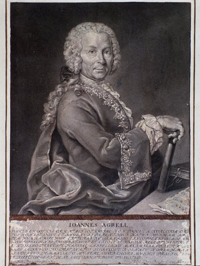 Johan Joachim Agrell svéd zeneszerző és hegedűművész portréja (metszet alkotó: Unknown artist