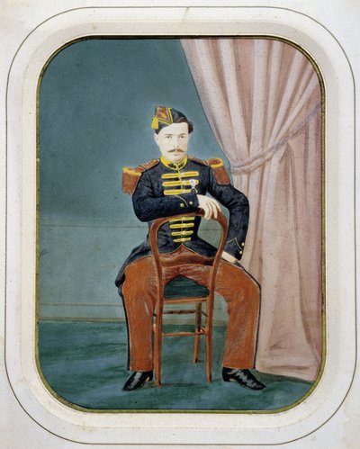 Egy katona portréja. Névtelen színes fénykép, 1880 körül. alkotó: Unknown artist