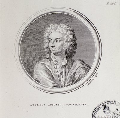 Attilius Ariosto olasz zeneszerző portréja (metszet alkotó: Unknown artist
