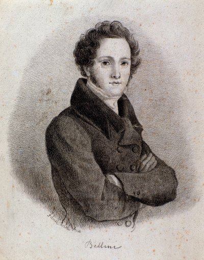 Vincenzo Bellini olasz zeneszerző portréja (metszet. XIX. század) alkotó: Unknown artist