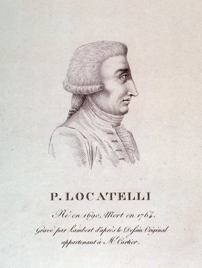 Pietro Locatelli (1695-1762) olasz hegedűművész és zeneszerző portréja. Metszet. 18. század. Bologna, Polgári Zenei Múzeum alkotó: Unknown artist