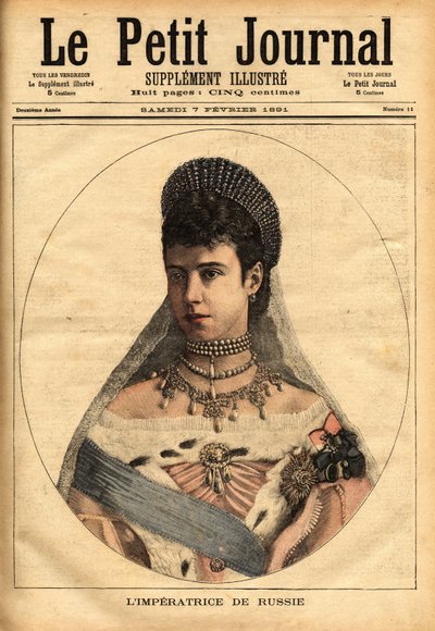 Mária Sophie Dagmar (1847-1928) dán hercegnő portréja, aki 1866-ban Mária Fedorovna (vagy Fiodorovna vagy Fedorovna), Alekszandr Alekszandrovics Romanov (1845-1894), vagy III. Sándor császár (cár) néven ment férjhez. Oroszország. Metszet „” Le alkotó: Unknown artist