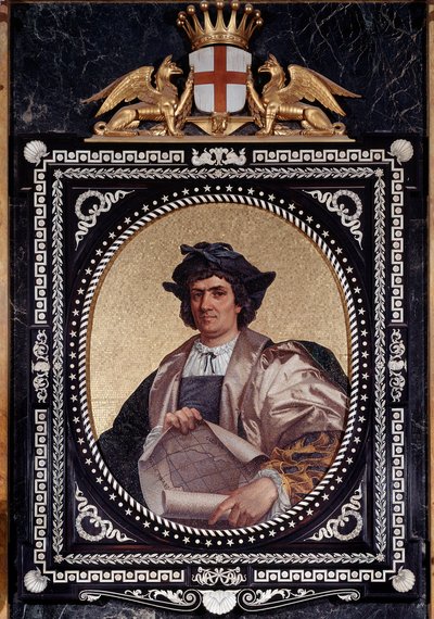 Kolumbusz Kristóf olasz navigátor portréja (Kolumbusz Kristóf, Cristoforo Colombo, Cristobal Colon) (1451-1506) Mozaik alkotó: Unknown artist