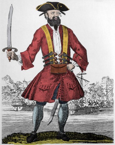 Edward Teach dit Barbenoire kalóz portréja (Feketeszakáll vagy Feketeszakáll alkotó: Unknown artist