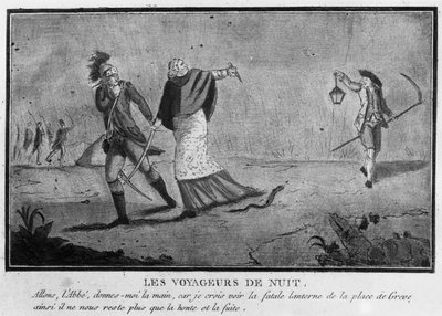 Kiváltságok: Éjszakai utazók, egy apát és egy nemes, aki éjszaka menekül - 1790, Musee Carnavalet. alkotó: Unknown artist