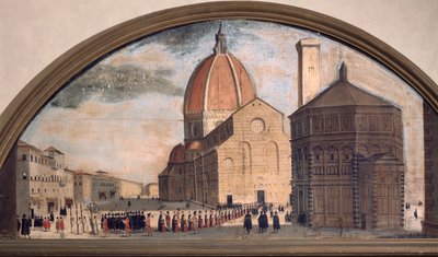 Felvonulás a katedrális Santa Maria del Fiore téren, Firenzében (festmény, 1650 körül) alkotó: Unknown artist